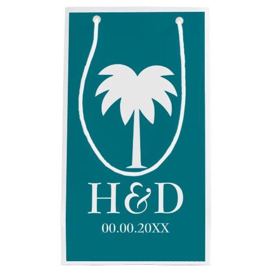 Luxe palmbomen bruiloft cadeautassen klein cadeauzakje (Voorkant)