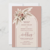 Luxe Pampas Rose Dusty Faire-part de mariage Flora (Devant)