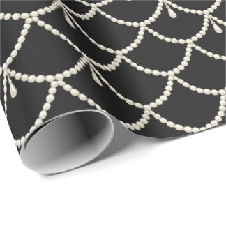 Luxe Parel Garland Patroon | Elegante Ivoren Parel Cadeaupapier