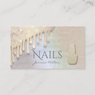 Luxe parelbruine patina druppelt op Nail salon Visitekaartje