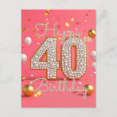 Luxe parels en gouden accenten 40e verjaardag briefkaart (Voorkant)