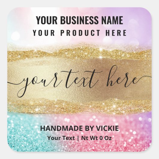 Luxe pasta Glitter Cotton Snoep Product Labels (Voorkant)