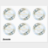 Luxe Pastel Blue Gold Greenery Quinceañera Sticker (Feuille)