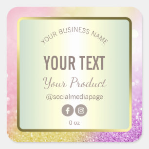 Luxe Pastel Pink Gold Glitter Product Labels