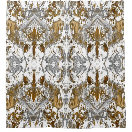 Luxe  patroon in goud, wit en grijs  douchegordijn (Voorkant)