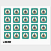 Luxe pauw blauw goud dank u 5D chique Vierkante Sticker (Vel)