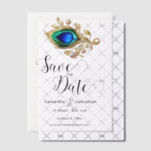 Luxe pauw veer parel overlay elegant vellum uitnodigingen (Offset (Uitnodiging))