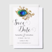 Luxe pauw veer parel overlay elegant vellum uitnodigingen (Offset)