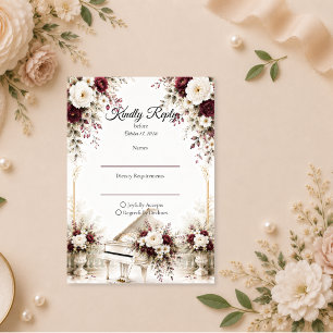 Luxe Piano Tuin Romantische Trouwdag RSVP Kaartje