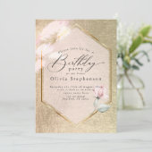 Luxe Pink Gold Floral uitnodiging (Staand voorkant)