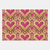 Luxe Pink Gold Hearts Valentine Wrapping Papier (Devant 2)