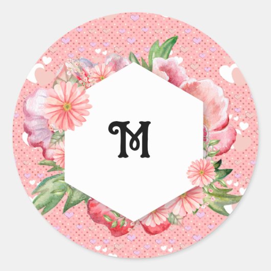 Luxe pink hearts vibrant romantic wallpaper ronde sticker (Voorkant)