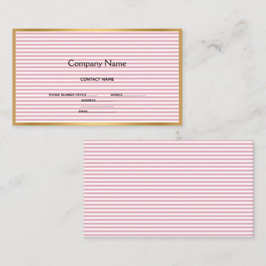 LUXE PINK WHITSTRIPE GOLD VISITEKAARTJE (Voorkant / Achterkant)