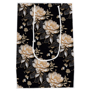 Luxe pioen bloempatroon elegante bloem medium cadeauzakje