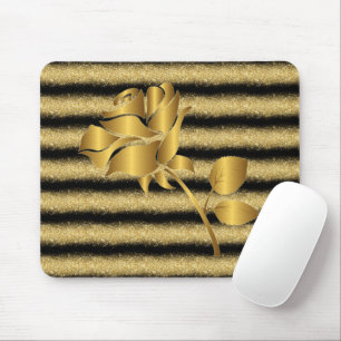 Luxe Popular Floral Black Gold Glitter Gift Muismat