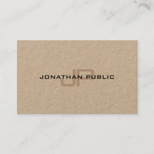 Luxe Premium Kraft Paper Elegant Modern Monogram Visitekaartje