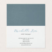 Luxe Premium Linnen Blauw & Wit Plain Klassiek Visitekaartjes (Buitenkant ongevouwen)