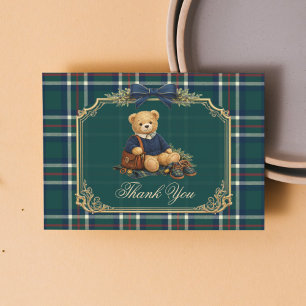 Luxe Preppy Teddybeer Baby Shower Bedankkaart
