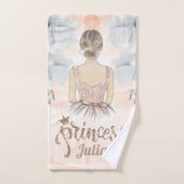 Luxe Prinses Gepersonaliseerde Beige glitter Bad Handdoek (Handdoek)