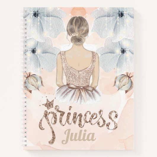 Luxe Prinses Gepersonaliseerde glitter Notitieboek (Voorkant)