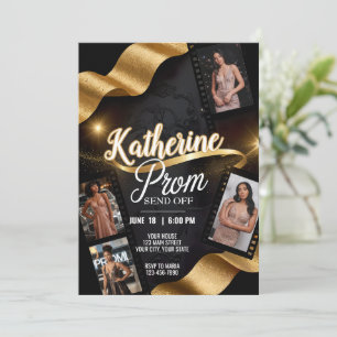 Luxe Prom Stuur Off Gouden Ribbon Film Roll Kaart