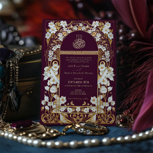 Luxe Pruim Bourgondië en Gouden Islamitische bruil Kaart