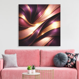 Luxe pruim & goud vloeiende abstracte canvas kunst