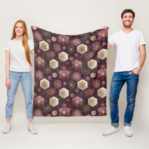 Luxe pruim kerstornament sneeuwvlokpatroon fleece deken