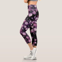 Luxe Pruimen Bloemige Yoga Leggings voor Vrouwen