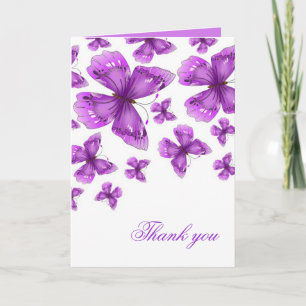 Luxe Purple Elegant Butterfly Carte de remerciemen
