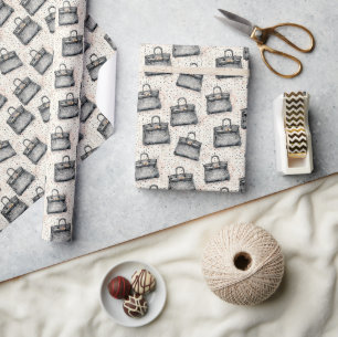 Luxe Python Handtassenpatroon op Blush Spikkel Bac Cadeaupapier
