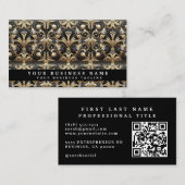 Luxe QR-code Art Deco Visitekaartjes (Voorkant / Achterkant)