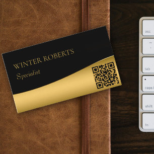 Luxe QR-code zwart en goud professioneel Visitekaartje