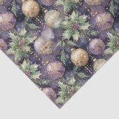 Luxe Radiance Paarse en Gouden Kerstmispracht Tissuepapier (Detail)