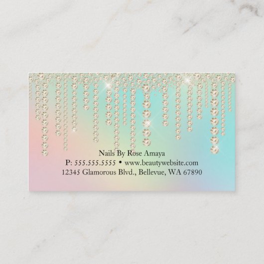 Luxe Rainbow Diamond Drip Nagellak Visitekaartje (Achterkant)