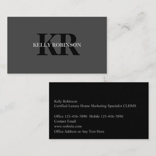 Luxe Réaltor Monogram Cartes de visite (Devant / Derrière)