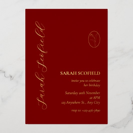 Luxe Red Birthday Foil Invitation (Recto)