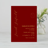 Luxe Red Birthday Foil Invitation (Debout devant)