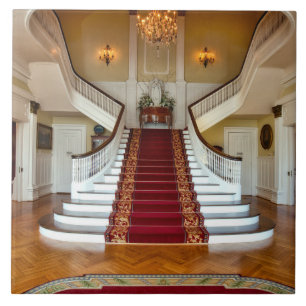 Luxe Red Carpet Stairs Chandelier Tile Tegeltje