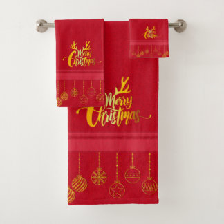 Luxe Red en Gold Kerstmis Bad Handdoek