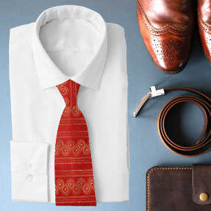 Luxe Red Gold Patroon Stijlvolle afbeelding Stropdas