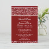 Luxe Red Lace Elegant Invitation Fête des mariées (Debout devant)