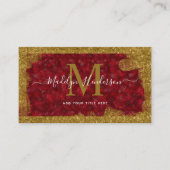 Luxe Red Ruby Gold Brush Social Media Visitekaartje (Voorkant)