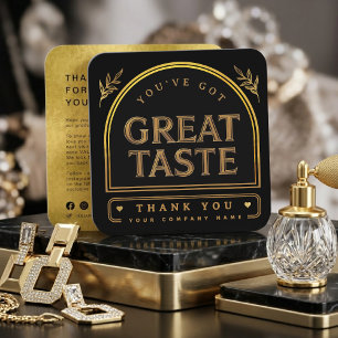 Luxe Retro Vintage Zwart & Goud Boog Bedankt Vierkante Visitekaartje