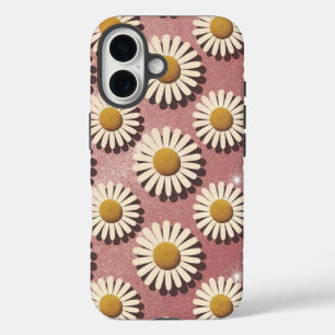 Luxe Retro White Daisies iPhone 16 Coque