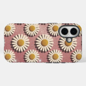 Luxe Retro White Daisies iPhone 16 Coque (Verso (horizontal))