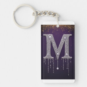 Luxe Rhinestone M Letter Met Diamanten, Parels Sleutelhanger