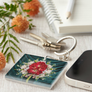 Luxe rode Amaryllis Floral Sierkussen Hoesje Sleutelhanger