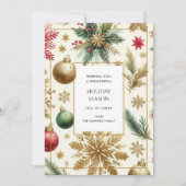 Luxe rode groene gouden sneeuwvlok kerstkaart (Voorkant)