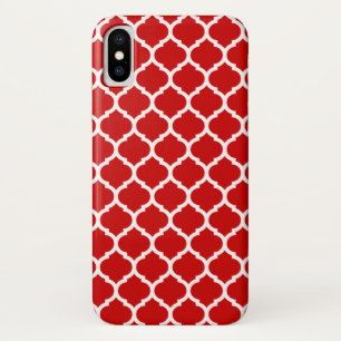 Luxe rode Quatrefoil-roosterpatroon iPhone X Hoesje
